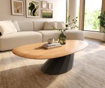 DELIFE Salontafel Edge Oval 140x75 cm Eiken Naturel ronde rand Parabi ...