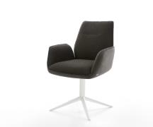 DELIFE Draaistoel Zoa-Flex materiaalmix zwart kruispoot wit 360° draai...