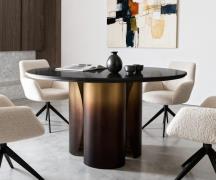 DELIFE Eettafel Adenza rond 140x140 cm marmer zwart goud metaal goud f...