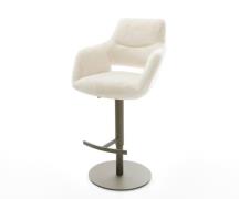 DELIFE Barstoel Yago-Flex Pluchen Crème-wit Draaivoet in hoogte verste...