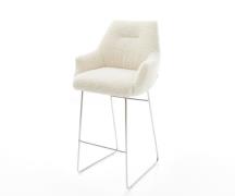 DELIFE Barstoel Alja-Flex Teddystof Beige Sledeonderstel roestvrij sta...