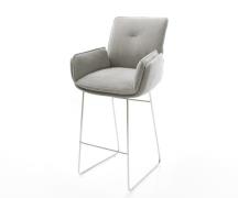 DELIFE Barstoel Nela-Flex Zachte stof met structuur Grijs Sledeonderst...