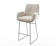 DELIFE Barstoel Clea-Flex Zachte Geweven stof Beige Sledeonderstel met...