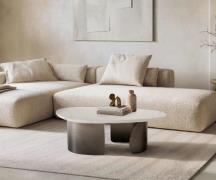 DELIFE Salontafel Marvello 100x50 cm marmer wit metaal zwart antiek