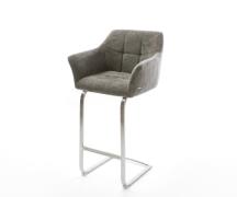 DELIFE Barstoel Yulo-Flex Bouclé zacht Mud Vrijkantelframe plat roestv...