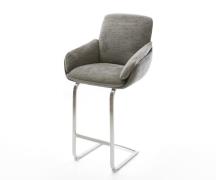 DELIFE Barstoel Luan-Flex Bouclé zacht Mud Vrijkantelframe plat roestv...