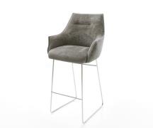 DELIFE Barstoel Alja-Flex Bouclé zacht Mud Sledeonderstel roestvrij st...