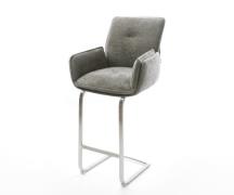 DELIFE Barstoel Nela-Flex Bouclé zacht Mud Vrijkantelframe plat roestv...