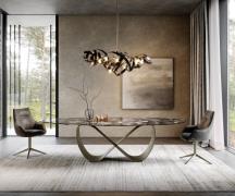DELIFE Eetkamertafel Edge Oval 280x130 cm Keramiek Iris FMG Agatablack...