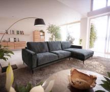 DELIFE Hoekbank Sottil 290 x 165cm Chenille grijs recamiere rechts