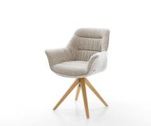 DELIFE Draaistoel Kaira-Flex geweven stof beige houten frame hoekig na...