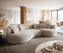 DELIFE Big-Sofa Edina 330x170 cm geweven stof Soft Beige