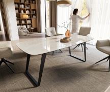 DELIFE Eettafel Edge boot 200x100 cm keramiek Onyx Champagne schuin on...