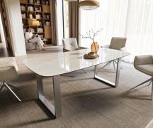 DELIFE Eettafel Edge boot 200x100 cm keramiek Onyx Champagne roestvrij...