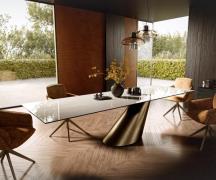 DELIFE Eettafel Edge 300x100 cm keramiek Onyx Champagne Cono metallic ...