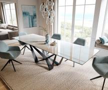 DELIFE Eettafel Edge 200-300x100 cm keramiek Onyx Champagne Spider pla...