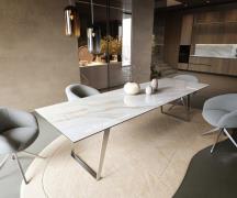 DELIFE Eettafel Edge 300x100 cm keramiek Onyx Pearl roestvrij staal sc...