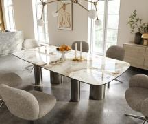 DELIFE Eettafel Edge Boot 240x120 cm Keramiek Minas Melange Wit-Beige ...