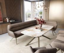 DELIFE Eetkamerbank Taya-Flex 285x190 cm zachte stof met structuur tau...