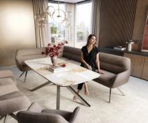 DELIFE Eetkamerbank Taya-Flex 285x190 cm zachte stof met structuur tau...