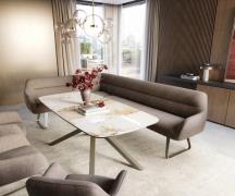 DELIFE Eetkamerbank Taya-Flex 285x190 cm zachte stof met structuur tau...