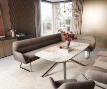 DELIFE Eetkamerbank Taya-Flex 285x190 cm zachte stof met structuur tau...