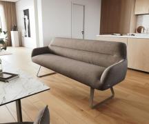DELIFE Eetkamerbank Taya-Flex 200 cm zachte stof met structuur taupe p...