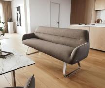 DELIFE Eetkamerbank Taya-Flex 200 cm zachte stof met structuur taupe p...