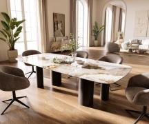 DELIFE Eettafel Edge Boot 260x120 cm Keramiek Minas Melange Wit-Beige ...