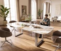 DELIFE Eettafel Edge Boot 260x120 cm Keramiek Minas Melange Wit-Beige ...