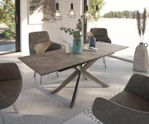 DELIFE Eettafel Daven 160/200x90 cm keramisch bruin metaal uitschuifba...