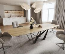 DELIFE Eettafel Edge Boot 200-300x120 cm Keramiek Laminam® Sabbia Eich...