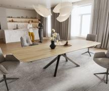 DELIFE Eettafel Edge Boot 240-300x120 cm Keramiek Laminam® Sabbia Eich...