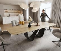 DELIFE Eettafel Edge Boot 240-300x120 cm Keramiek Laminam® Sabbia Eich...