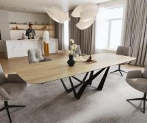 DELIFE Eettafel Edge Boot 240-300x120 cm Keramiek Laminam® Sabbia Eich...