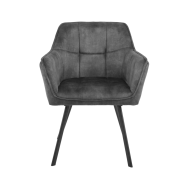 Eetkamerstoel Emma Velvet | Dark Grey | Met armleuning