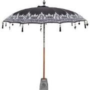 Bali parasol 300 cm zwart half zilveren beschildering