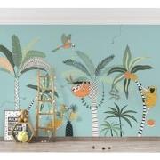 Gebungel in de jungle - Kinderbehang - 389,6 cm x 280 cm - Walloha