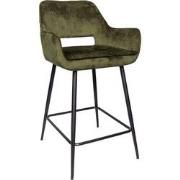 PTMD Fal LOW Velvet green bar stool black metal leg KD