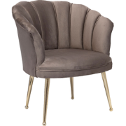 Luxe Velvet Schelp Fauteuil Mila Mokka | Gouden Poten