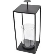 LOFT42 Lantaarn Bradley met Glas - Zwart - 32x15x15