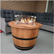 Adeqo Vuurtafel Eikenhout rond met vierkante brander 80 x 55 cm