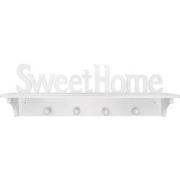 Decopatent® Wandkapstok hout - Sweet Home - 4 ophang haken & Legplank ...