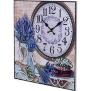 Decopatent® Canvas Schilderij Klok - Wandklok - LAVENDEL BLOEMEN & BOE...