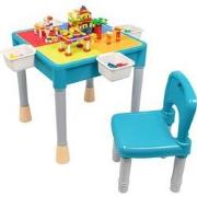 Decopatent® - Kindertafel met 1 Stoeltje - Speeltafel met bouwplaat en...