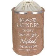 Decopatent® Ronde Wasmand met deksel- 50 L - Tekst LAUNDRY TODAY OR NA...