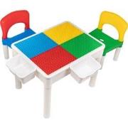 Decopatent® - Kindertafel met 2 Stoeltjes - Speeltafel met bouwplaat e...