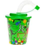 Decopatent® 12 STUKS VOETBAL 3D Drink Beker met Rietje en Deksel - 250...