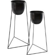 Staande Plantenpot Glam - Zwart - Set van 2