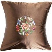 Fine Asianliving Decoratieve Kussen Chinese Bloemen Geborduurd Bruin